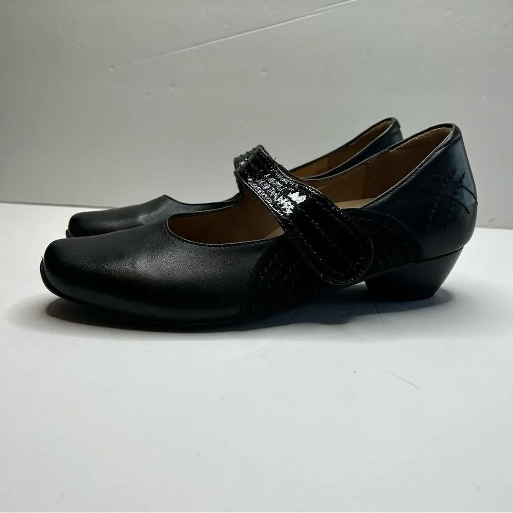 ZIeRA Black Mary Jane Leather Shoes with Strap 37